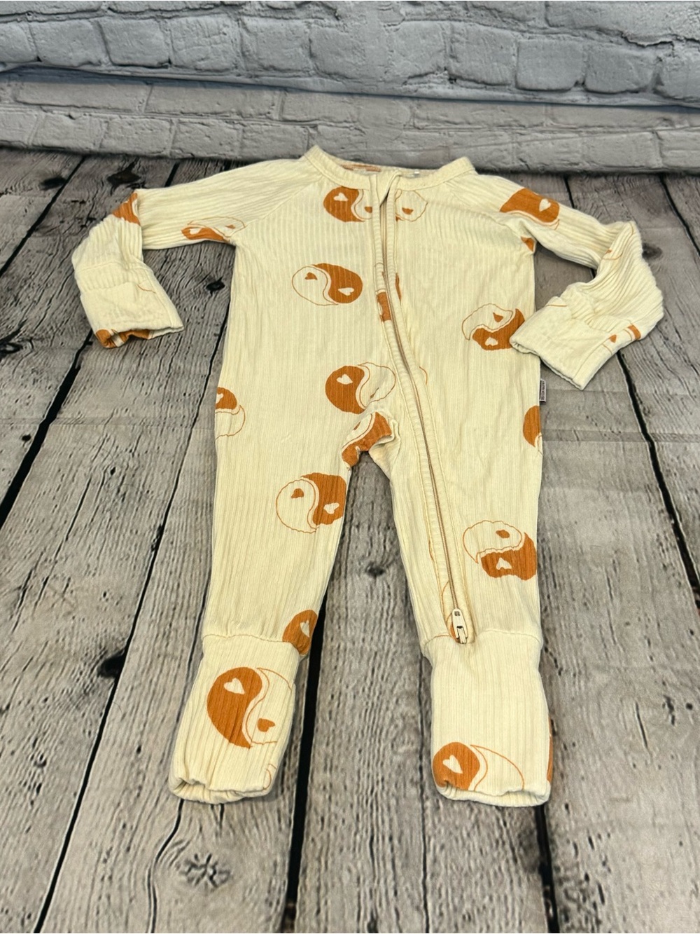 Brixton Phoenix Ying-Yang Pattern Ribbed Bamboo Zippie Romper